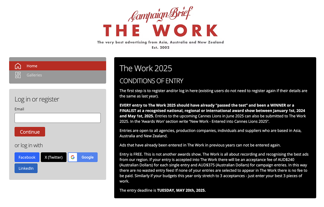Deadline extended to Friday May 30 for entries to Campaign Brief’s The Work 2025: FREE to enter